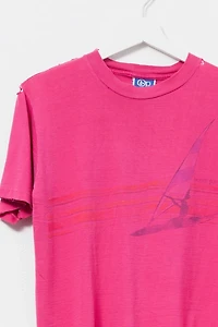 Vintage 1980s Distressed Ocean Pacific Pink Windsurfing Graphic T-Shirt