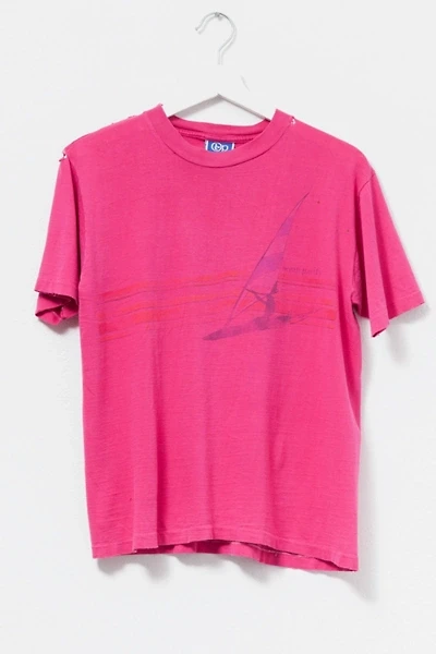 Vintage 1980s Distressed Ocean Pacific Pink Windsurfing Graphic T-Shirt