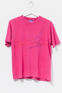 Vintage 1980s Distressed Ocean Pacific Pink Windsurfing Graphic T-Shirt