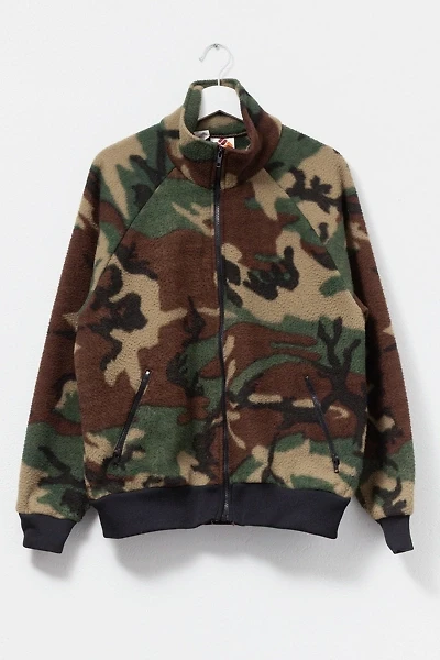 Vintage 1990s Distressed Camouflage Full Zip Fleece