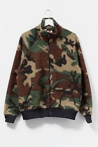 Vintage 1990s Distressed Camouflage Full Zip Fleece