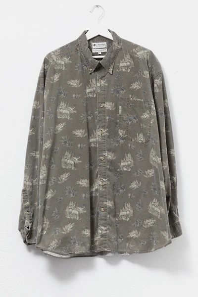 Vintage 1990s Columbia Deer Pattern Corduroy Button Up Shirt