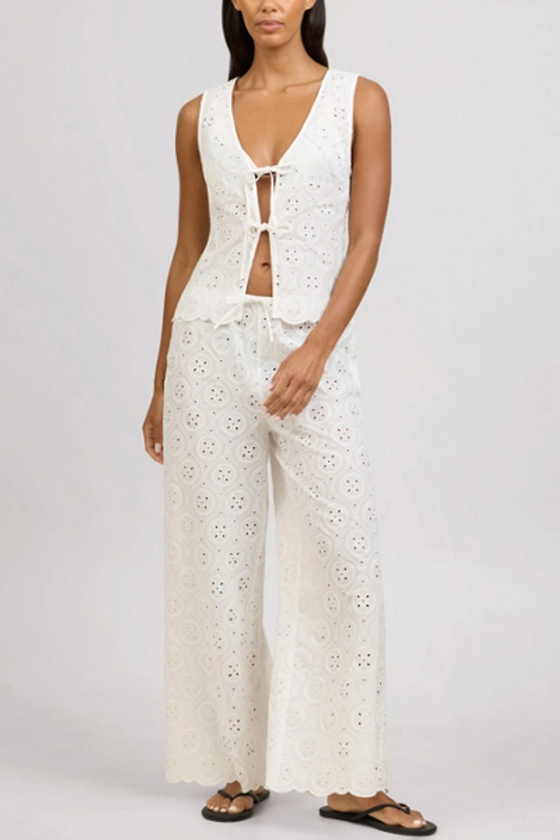 Onia Doily Broderie  Wide Leg Drawstring Pant
