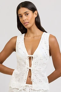 Onia Doily Broderie Tie Front Tank