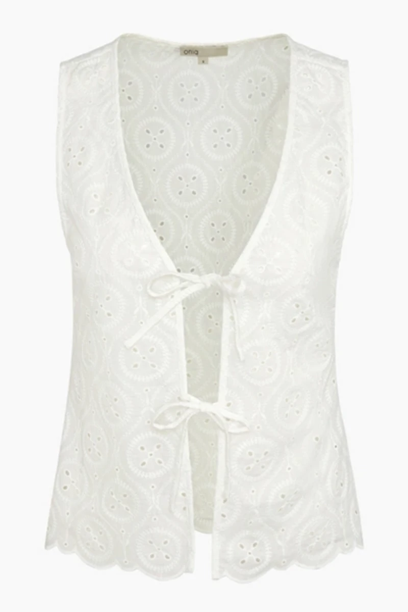 Onia Doily Broderie Tie Front Tank