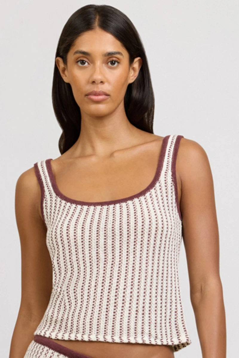 Onia Crochet Knit Square Neck Tank