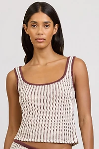 Onia Crochet Knit Square Neck Tank