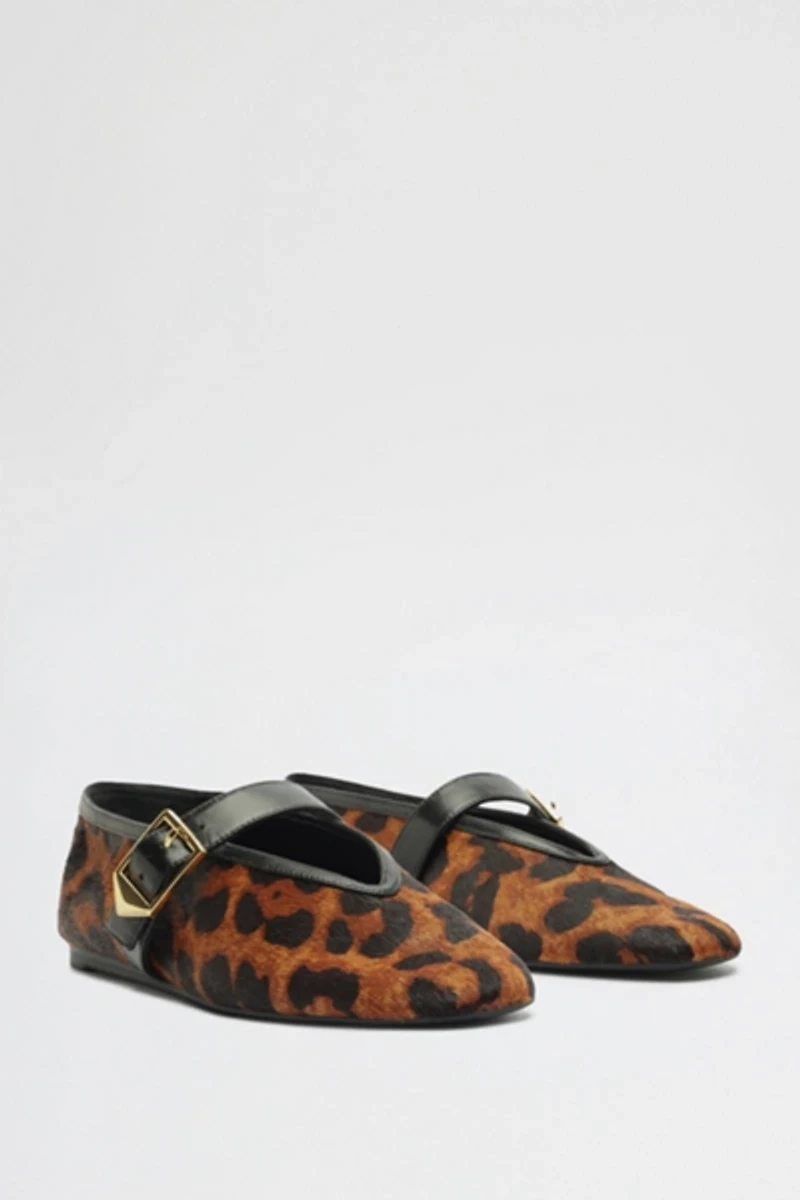 Schutz Vick Animal Print  Buckle Ballet Flats