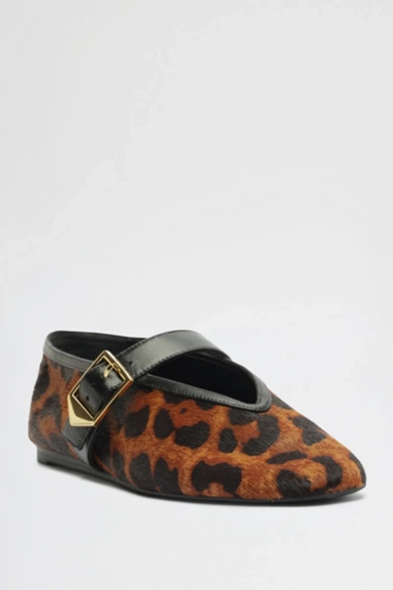 Schutz Vick Animal Print  Buckle Ballet Flats