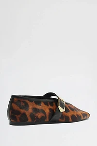 Schutz Vick Animal Print  Buckle Ballet Flats