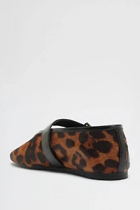 Schutz Vick Animal Print  Buckle Ballet Flats