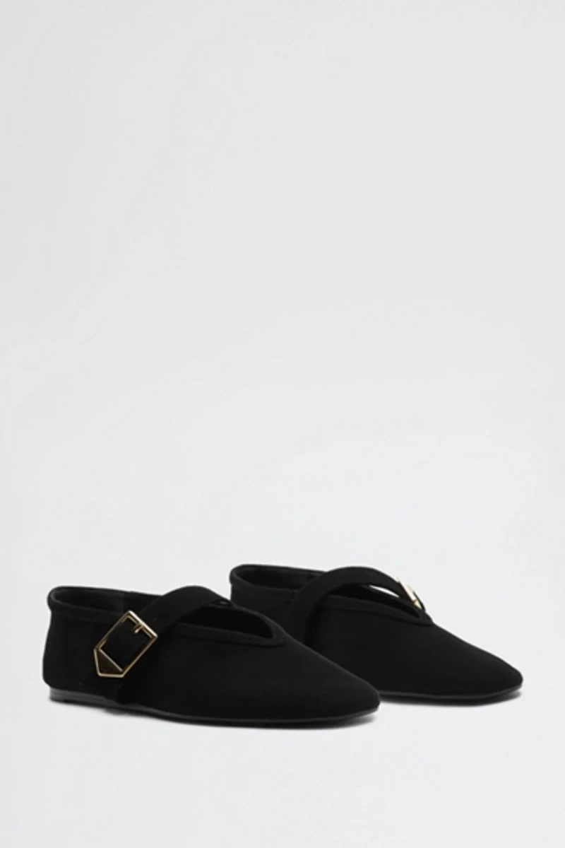 Schutz Vick Suede Buckle Ballet Flats