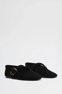 Schutz Vick Suede Buckle Ballet Flats