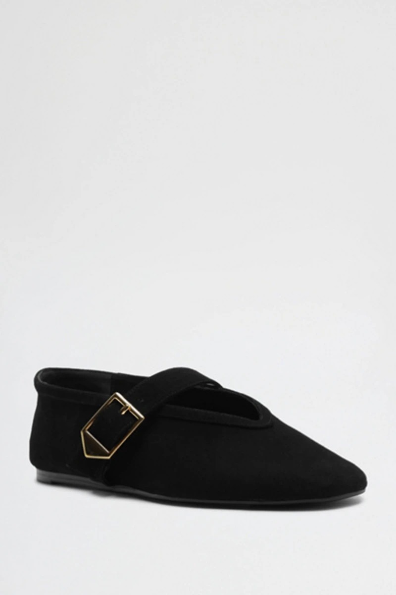 Schutz Vick Suede Buckle Ballet Flats