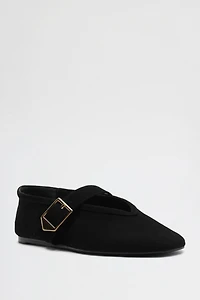Schutz Vick Suede Buckle Ballet Flats