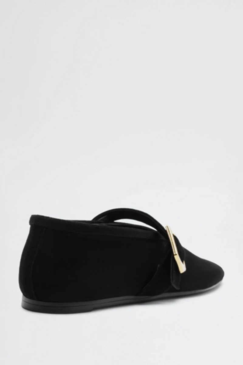 Schutz Vick Suede Buckle Ballet Flats