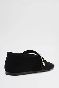Schutz Vick Suede Buckle Ballet Flats