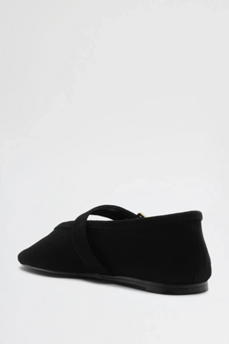 Schutz Vick Suede Buckle Ballet Flats