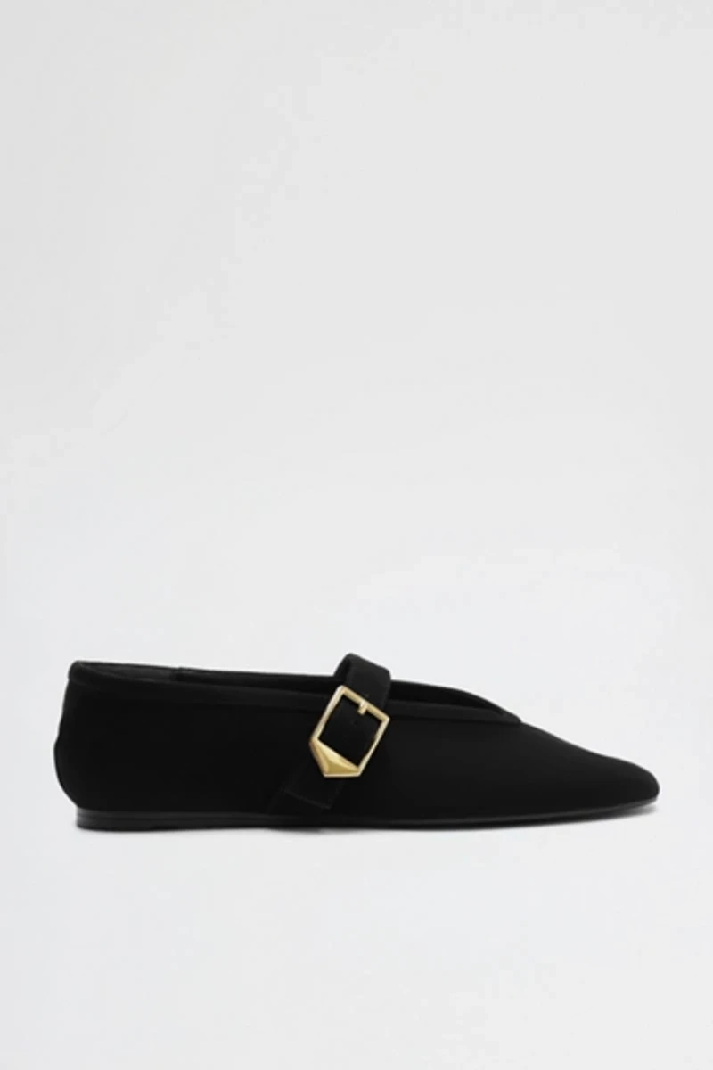 Schutz Vick Suede Buckle Ballet Flats