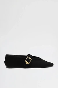 Schutz Vick Suede Buckle Ballet Flats