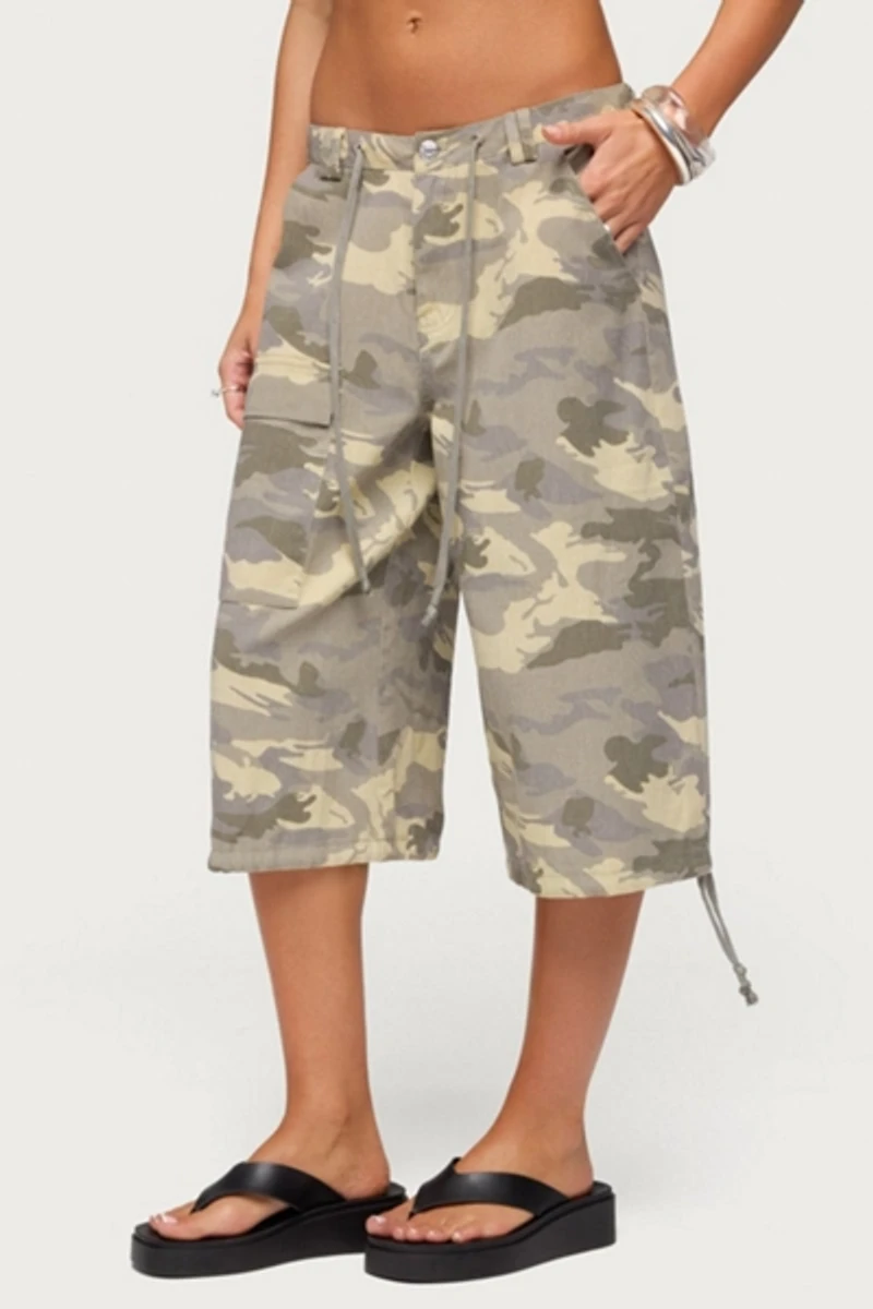 Edikted Camo Cargo Bermuda Shorts