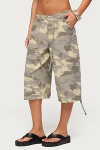 Edikted Camo Cargo Bermuda Shorts