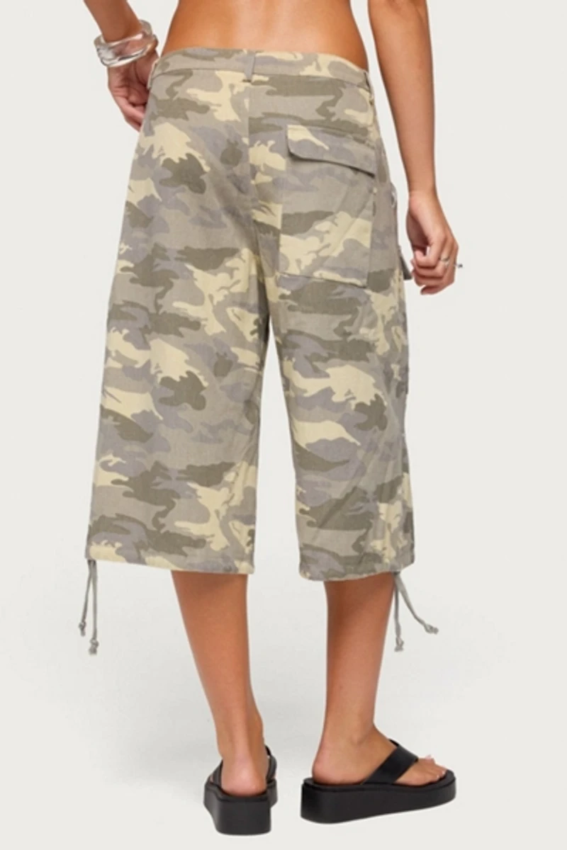 Edikted Camo Cargo Bermuda Shorts