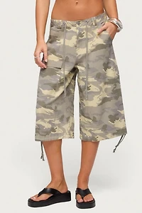 Edikted Camo Cargo Bermuda Shorts