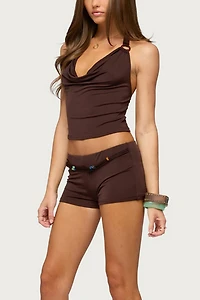 Edikted Janya Strappy Bead Belt Micro Shorts
