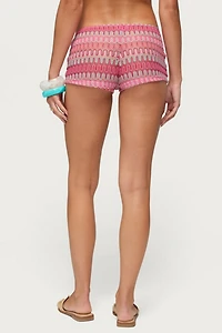 Edikted Megan Zigzag Crochet Micro Shorts