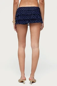 Edikted Ruffled Polka Dot Mesh Micro Skort