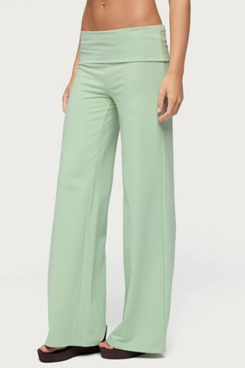 Edikted Cammy Wide Leg Foldover Pants