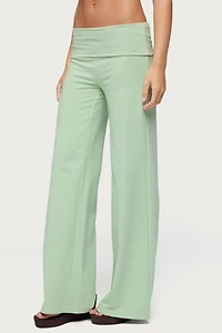 Edikted Cammy Wide Leg Foldover Pants