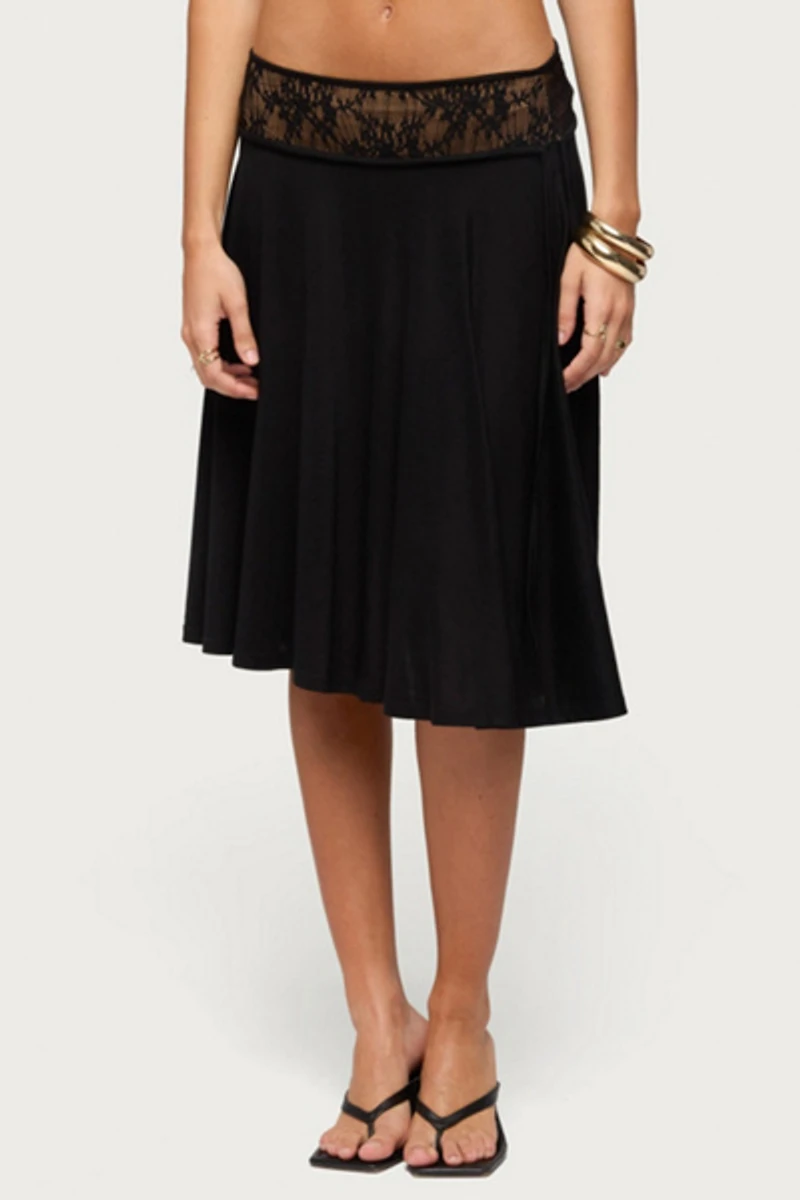 Edikted Winonah Crochet Waist Midi Skirt