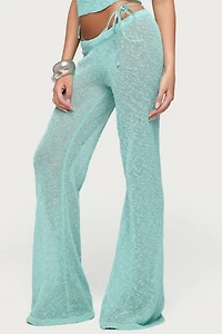 Edikted Bena Textured Knit Flared Pants