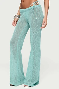 Edikted Bena Textured Knit Flared Pants