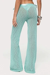 Edikted Bena Textured Knit Flared Pants