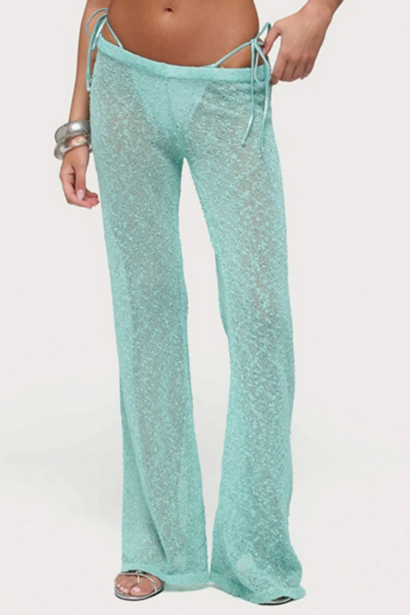 Edikted Bena Textured Knit Flared Pants