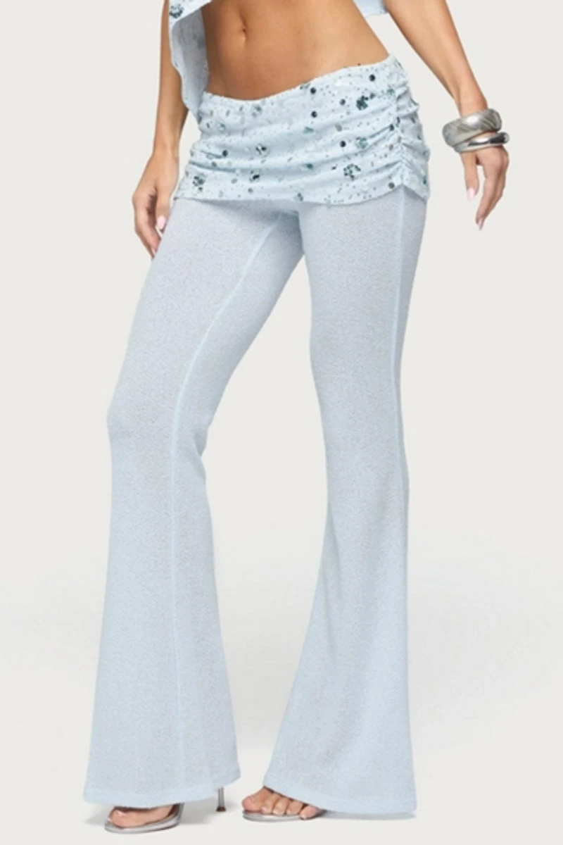 Edikted Zephyra Bead & Sequin Foldover Pants