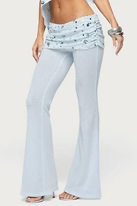 Edikted Zephyra Bead & Sequin Foldover Pants