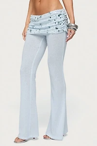 Edikted Zephyra Bead & Sequin Foldover Pants