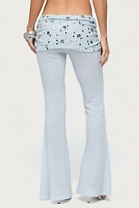Edikted Zephyra Bead & Sequin Foldover Pants