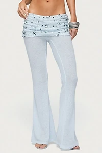 Edikted Zephyra Bead & Sequin Foldover Pants