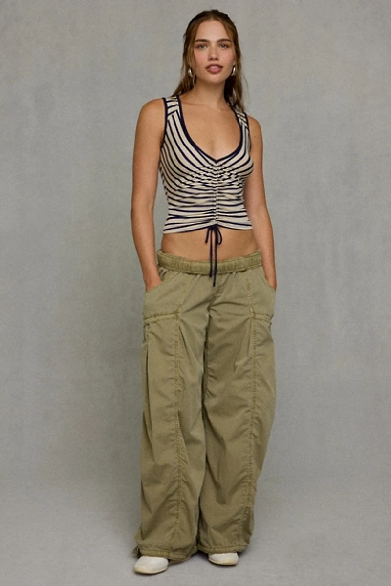 BDG Pauly Ruched Tie Cropped Tank Top