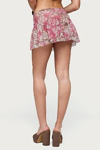 Edikted Tessa Floral Ruffle Mini Skirt