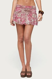 Edikted Tessa Floral Ruffle Mini Skirt