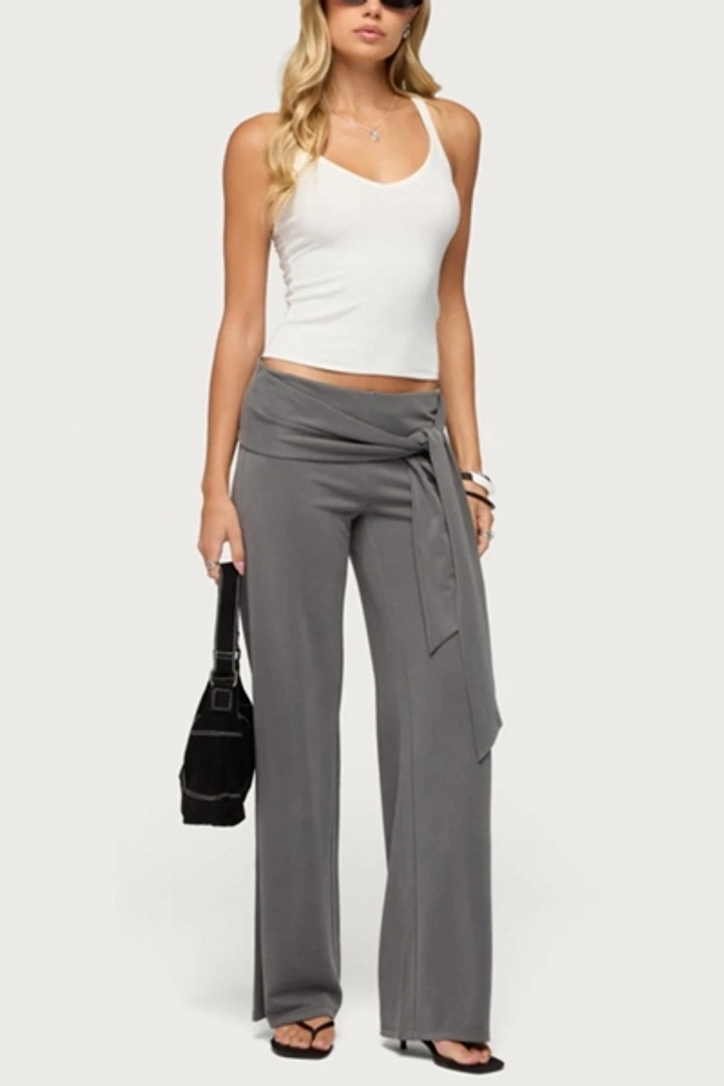 Edikted Xyla Straight Leg Tie Pants