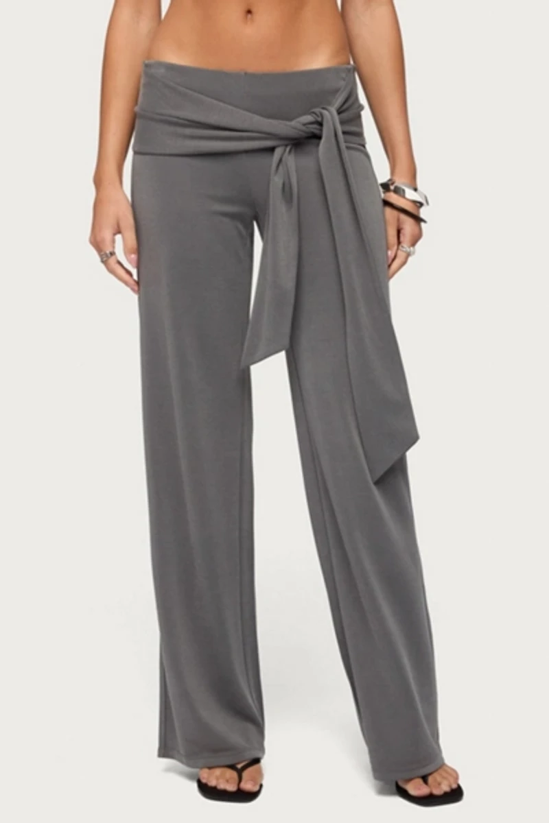 Edikted Xyla Straight Leg Tie Pants