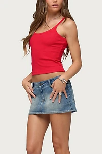 Edikted Seffie Low Rise Stretchy Denim Micro Skort
