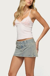 Edikted Lolah Snap Waist Denim Mini Skort